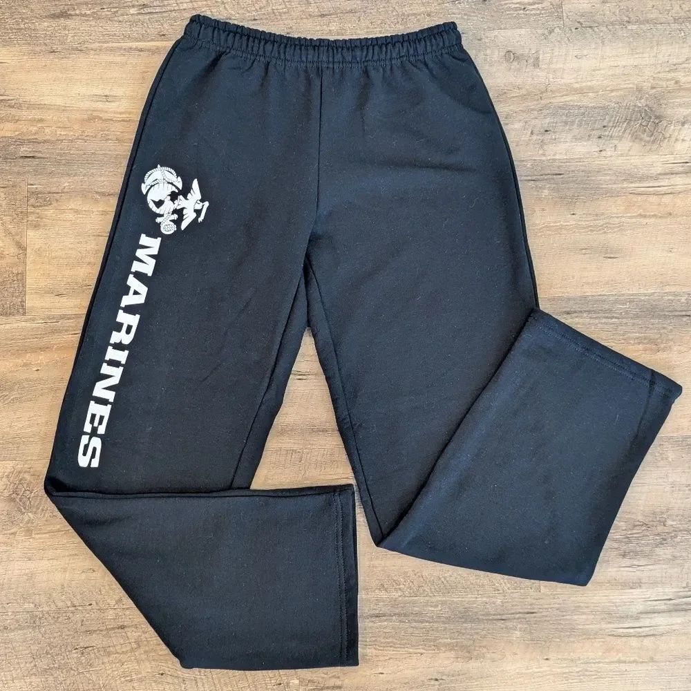 Marine Corps USMC "Marines" Black Straight Leg Sweatpants